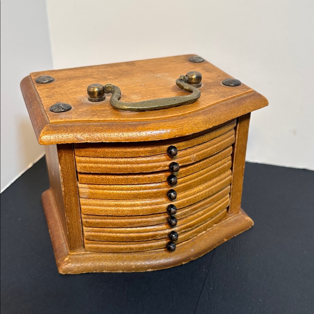 Vintage MCM Wooden/Cork Coaster Set with a Holder!  Excellent Vintage Condition!